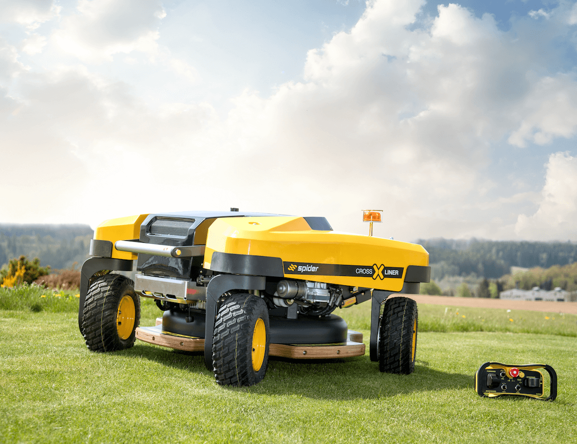 Spider Mower Crossliner Model on Mowed Lawn